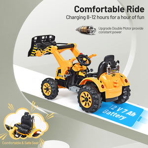 12V battery-powered kids ride-on dumper truck in vibrant colors, perfect for outdoor play and imaginative adventures.
