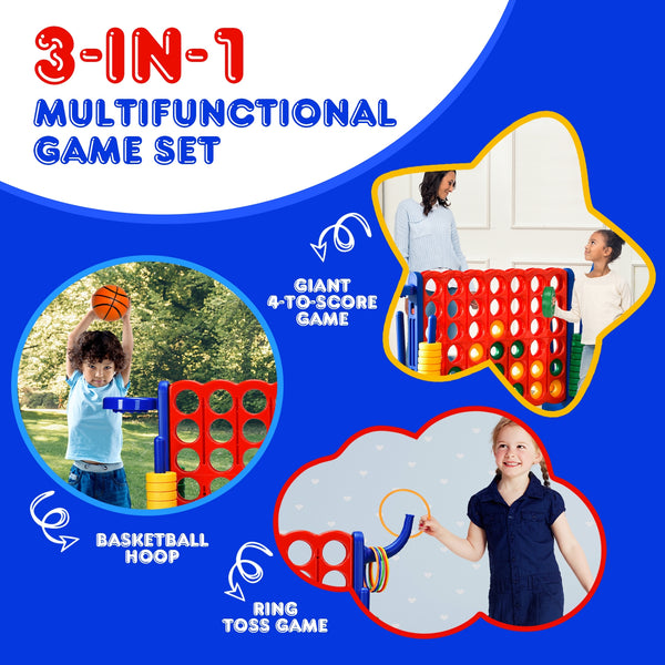 2.5Ft 4-to-Score Giant Game Set - Weather-Resistant for Kids - Outdoor Play