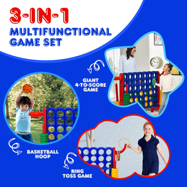 2.5Ft 4-to-Score Giant Game Set - Weather-Resistant for Kids - Outdoor Play