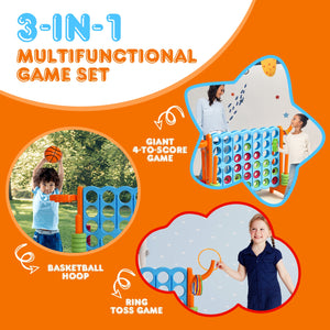 2.5Ft 4-to-Score Giant Game Set - Weather-Resistant for Kids - Outdoor Play