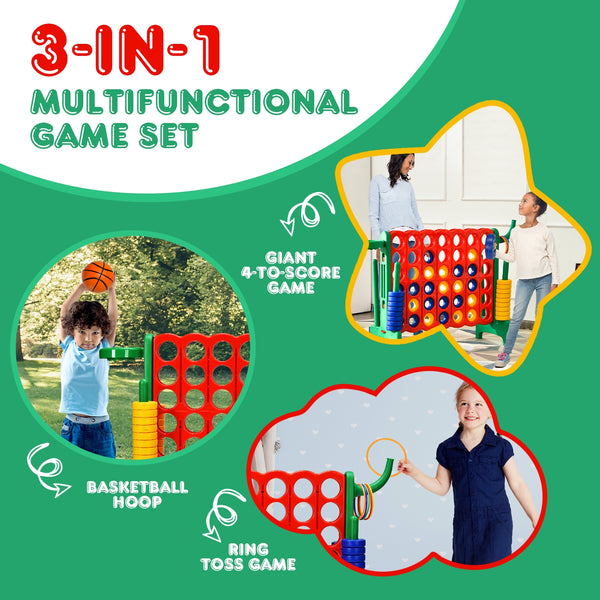 2.5Ft 4-to-Score Giant Game Set - Weather-Resistant for Kids - Outdoor Play
