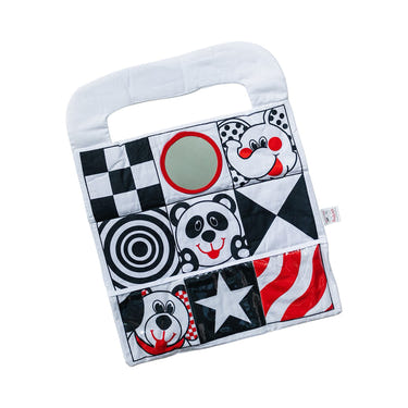 High contrast baby car activity center toy for sensory play and engagement.