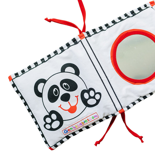 Soft Cloth Book of Animals and Cars in High Contrast Black White Red