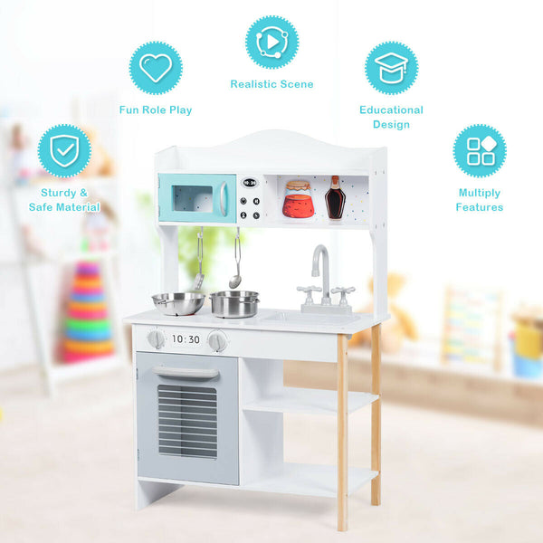 Kids Kitchen Cookware Pretend Cooking Food Play Set - Realistic