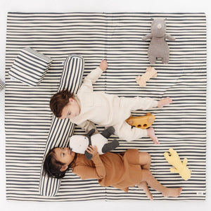 Bold Stripe Organic Cotton Mat for babies, perfect for playtime and safe lounging, shown from angle 8.