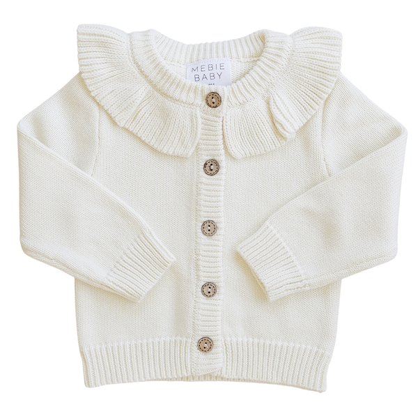 Cream Ruffle Knit Cardigan