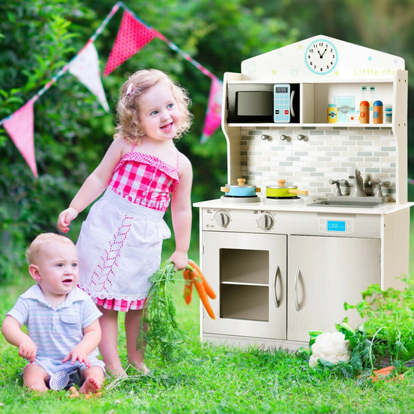 Kids Wooden Pretend Cooking Playset Cookware Play Set Kitchen Toys Toddler Gift