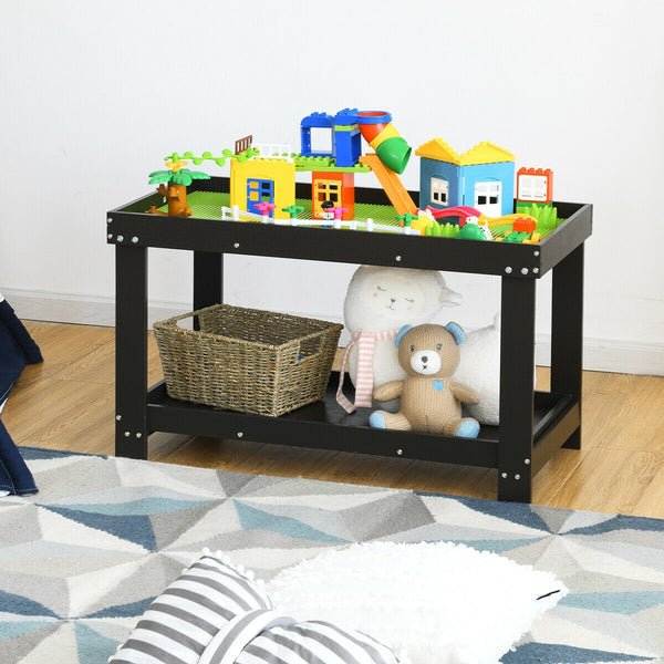 Solid multifunctional wood kids activity play table at an angle, perfect for playtime and creative activities.