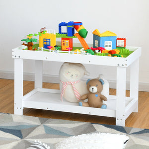 Solid multifunctional wood kids activity play table at angle 23, perfect for playtime and creativity.