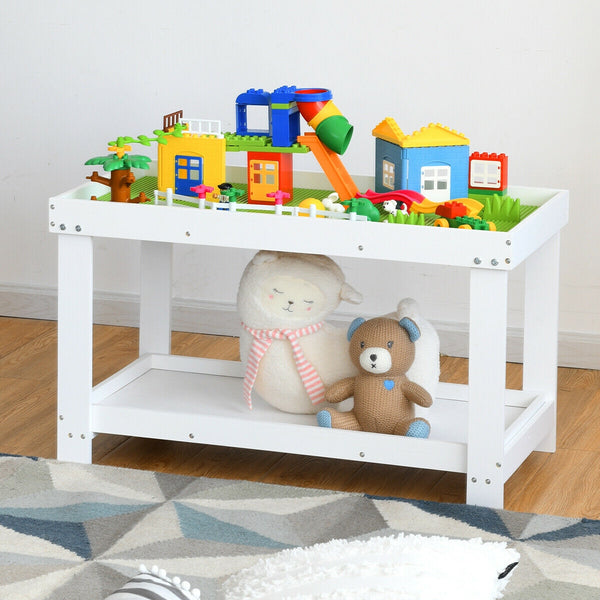 Solid multifunctional wood kids activity play table at angle 23, perfect for playtime and creativity.