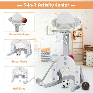 3 in 1 Height Adjustable Kids Basketball Hoop Set with Balls