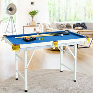 47 Inch Folding Billiard Table with Cues and Brush Chalk for Kids & Family