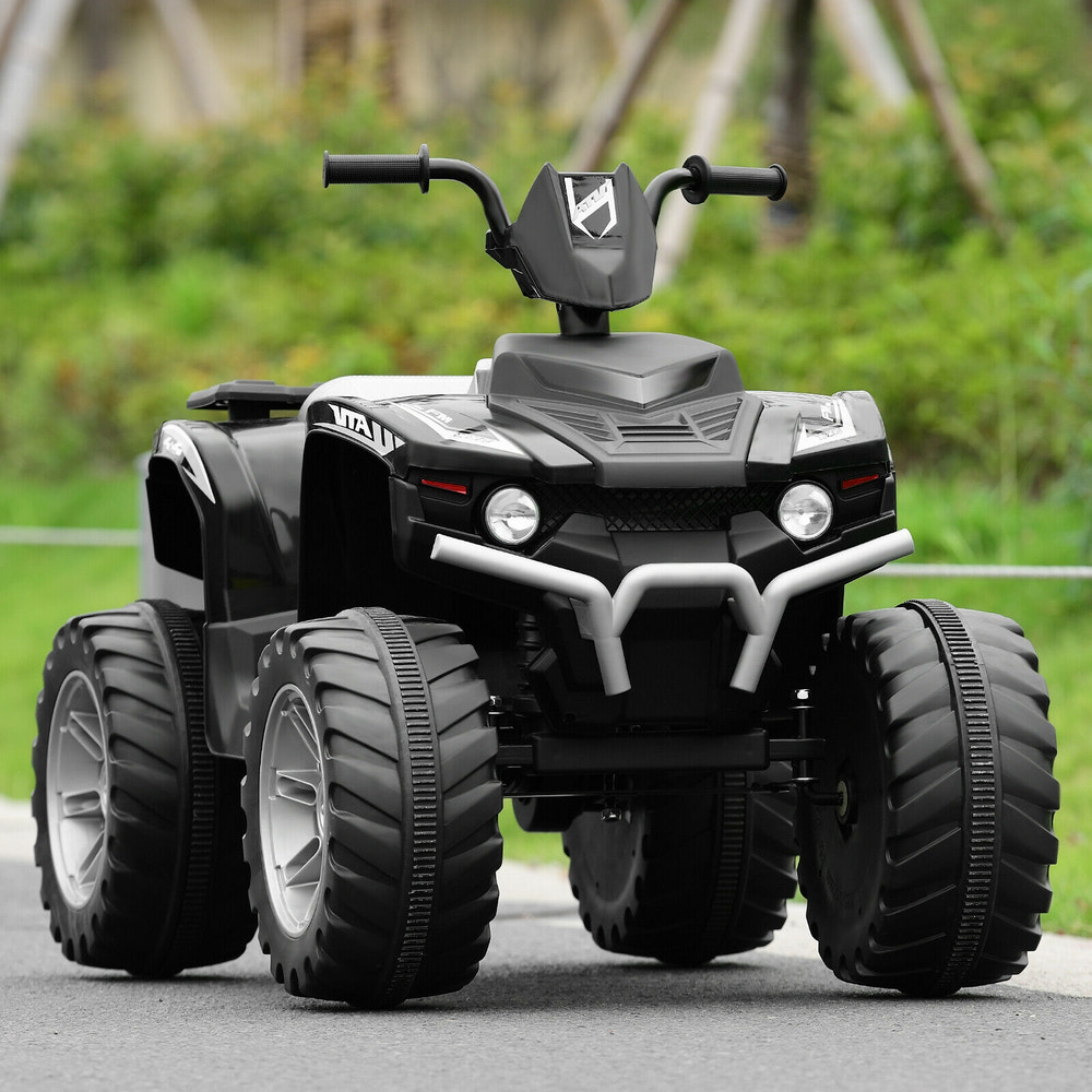 12V Kids Ride-On ATV with LED lights, treaded tires, perfect for outdoor fun and adventure.