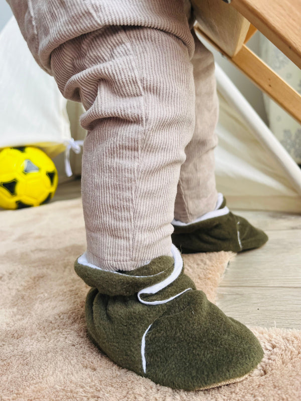 Organic Baby Booties, Newborn Booties Basic, Khaki