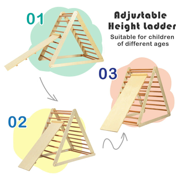 Foldable Wooden Climbing Triangle Indoor Home Climber Ladder for Toddlers & Kids