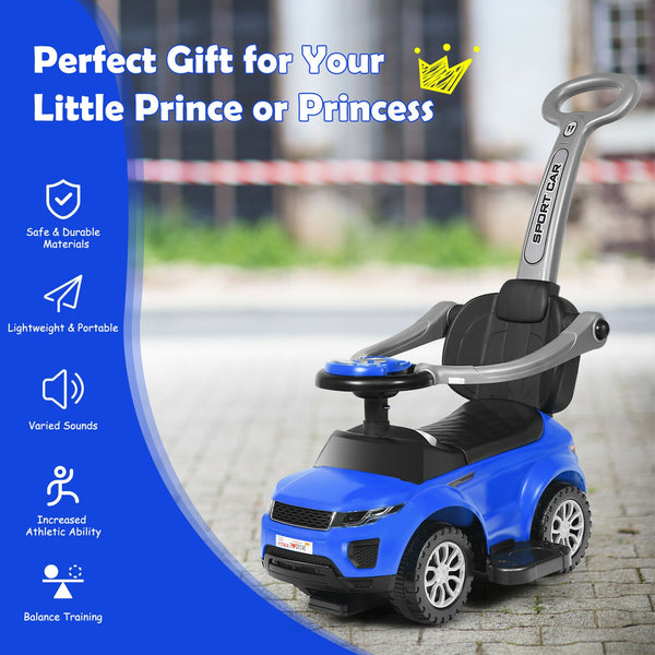 3 in 1 Ride on Push Car Toddler Stroller Sliding Car with Music