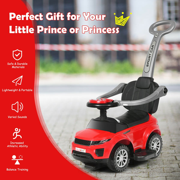 3 in 1 Ride on Push Car Toddler Stroller Sliding Car with Music