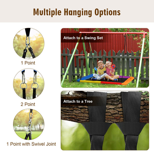 60 Inches Platform Tree Swing Outdoor with  2 Hanging Straps for Infants