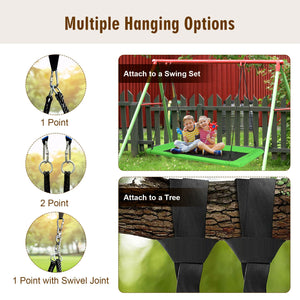 60 Inches Platform Tree Swing Outdoor with  2 Hanging Straps for Infants