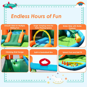 7-in-1 Inflatable Slide Bouncer with Two Slides - Vibrating