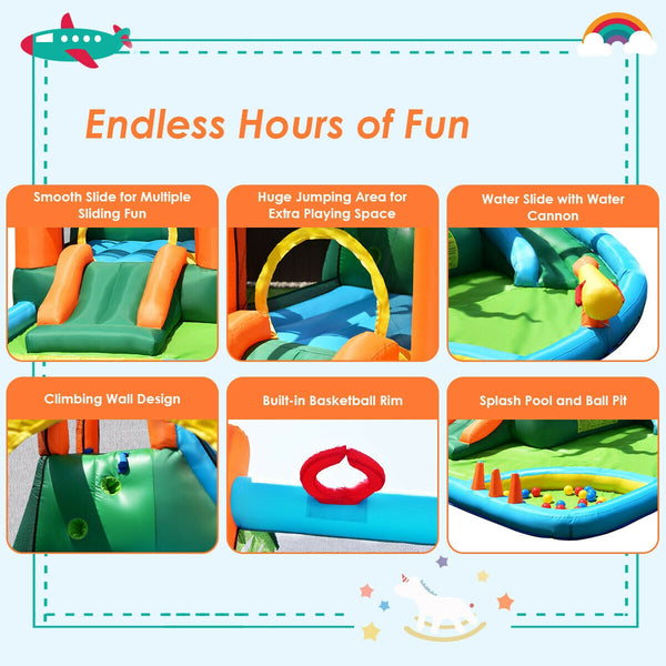 7-in-1 Inflatable Slide Bouncer with Two Slides - Vibrating