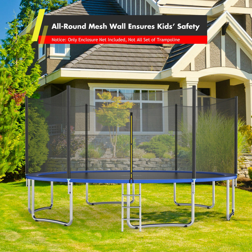 15 Feet Trampoline Safety Replacement Enclosure Net for secure playtime fun in toys and hobbies.