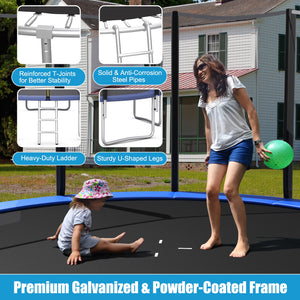 8/10/12/14/15/16 Feet Outdoor Trampoline Bounce Combo with Safety Closure Net Ladder