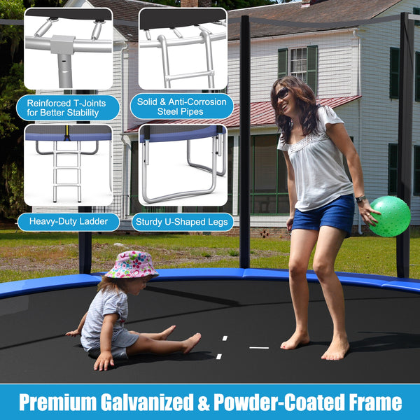 8/10/12/14/15/16 Feet Outdoor Trampoline Bounce Combo with Safety Closure Net Ladder