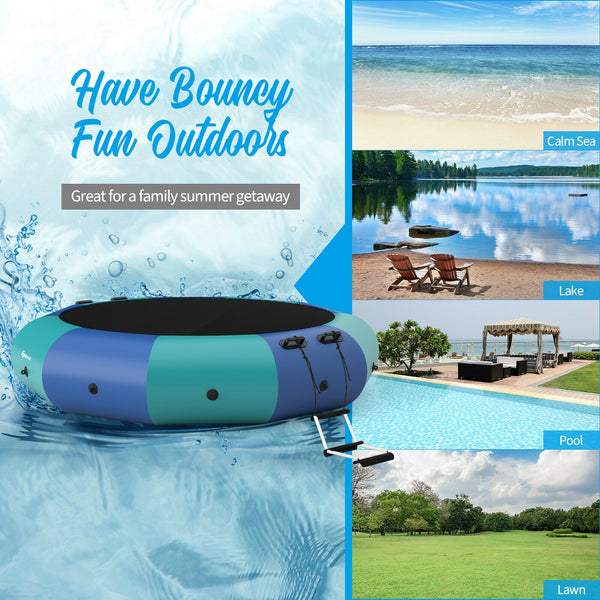 12 Feet Inflatable Splash Padded Water Bouncer Trampoline for kids, perfect for summer fun and outdoor play.