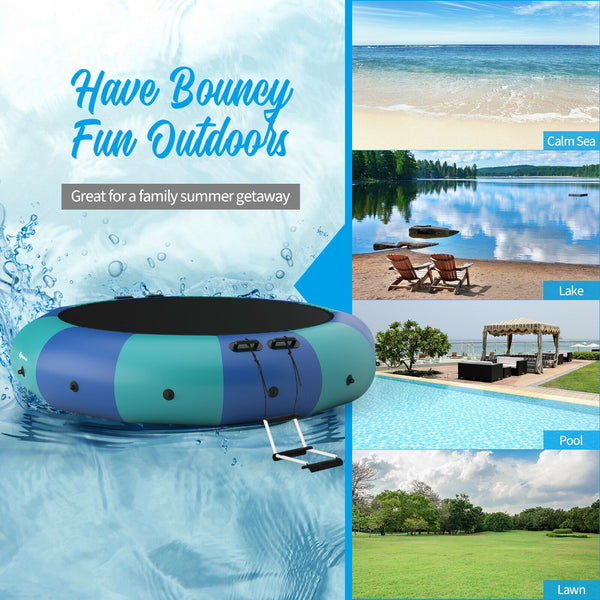 15 feet inflatable splash padded water bouncer trampoline for kids, perfect for outdoor fun and summer play.
