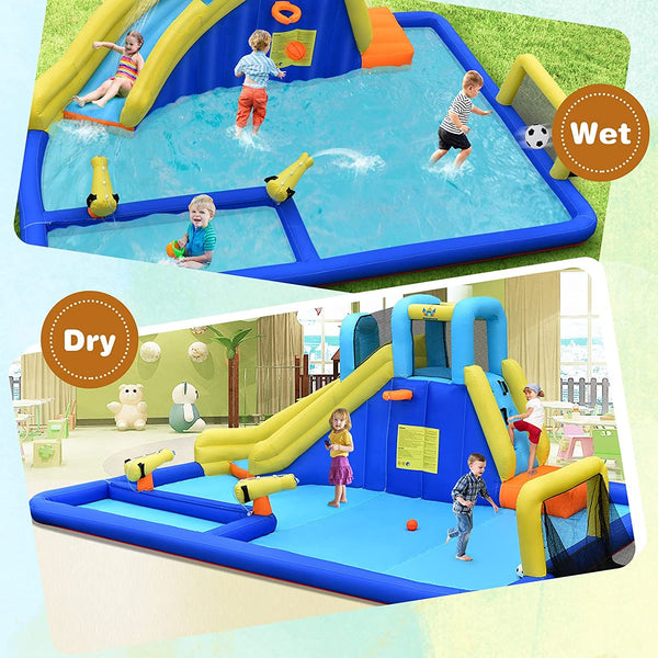 6-in-1 Inflatable Water Slides with Blower for Kids - Heavy