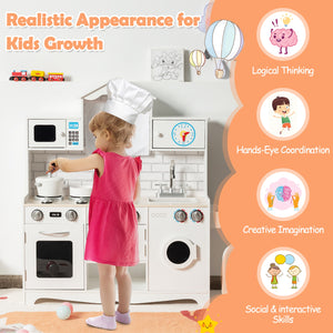 Wooden Kids Kitchen with Washing Machine - Realistic