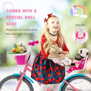 Kids Bicycle with Training Wheels and Basket for Boys and Girls Age 3-9 Years