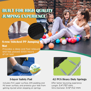 Recreational Trampoline with Basketball Hoop and Net Ladder