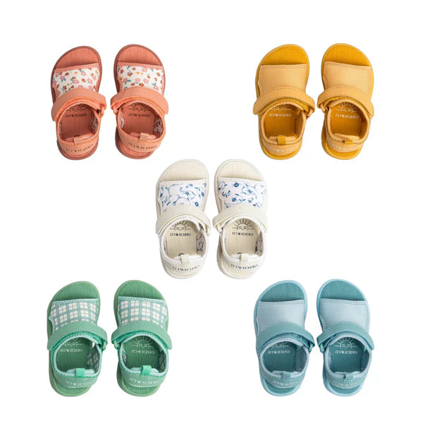 Baby Play Sandal in Fern Plaid, stylish footwear for little ones, shown from angle 11.