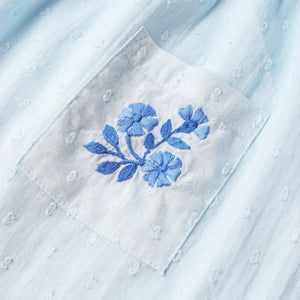 Organic Smocked Top & Shorts Set - Light Blue