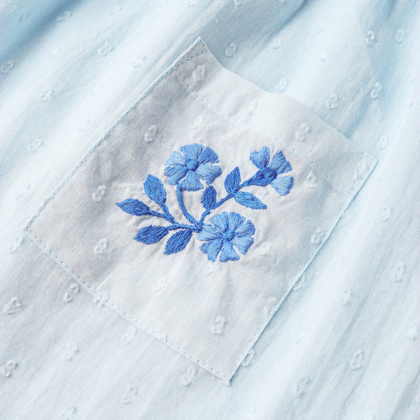 Organic Smocked Top & Shorts Set - Light Blue