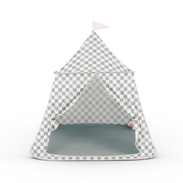 Checker Matcha Play Tent for babies, perfect for imaginative play and cozy adventures indoors or outdoors.