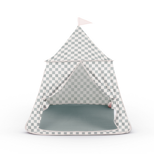 Checker Matcha Play Tent for babies, perfect for imaginative play and cozy adventures indoors or outdoors.