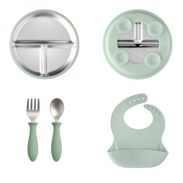 Stainless Steel Toddler Feeding Set 12+ Months- Baby Blue