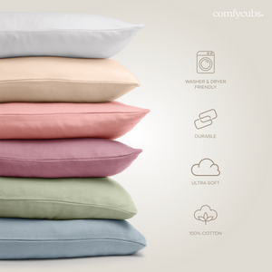 Toddler Pillows with Soft Cotton Pillow Case in White