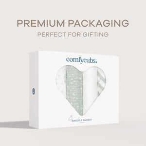 Muslin Swaddle Blankets in Green, 4 Pack