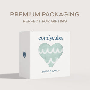 Muslin Swaddle Blanket in Green Doodle, 1 Pack