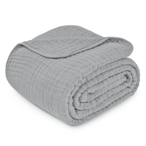 Adult Muslin Blanket in Heather Blue