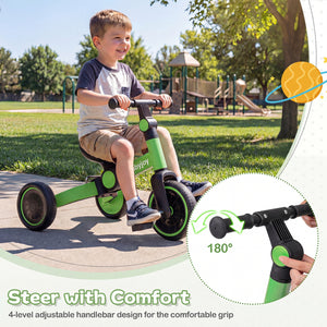 5-In-1 Toddler Bike Kids Balance Bike with Removable Pedals