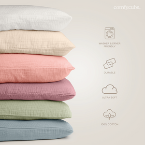 Toddler Pillows with Soft Muslin Pillow Case in Sage