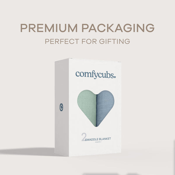 Muslin Swaddle Blanket in Pacific Blue & Fern, 2 Pack