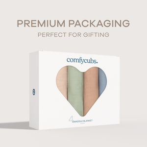 Muslin Swaddle Blankets in Pacific, Cedar, Sage, Blush, 4 Pack