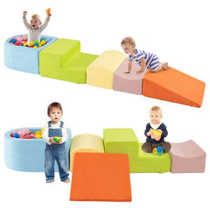 5-Piece Climb and Crawl Playset with Ball Pit for Kids