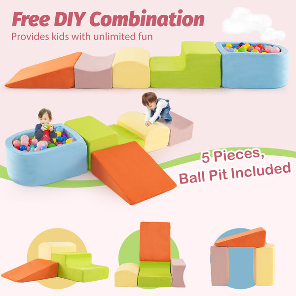 5-Piece Climb and Crawl Playset with Ball Pit for Kids